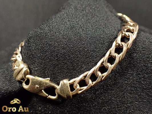 9ct Yellow Gold Double Diamond Curb Link Bracelet 21cm 17.52g