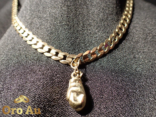 9ct Yellow Gold Necklace  With Boxing Glove Pendant 36.5cm 19.36g