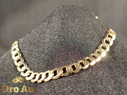 9ct Yellow Gold Flat Curb Link Bracelet 21.5cm 7.4g