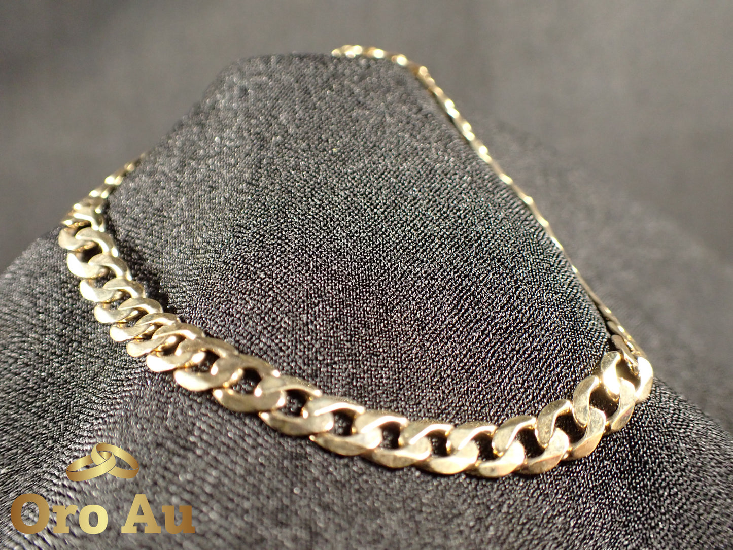 9ct Yellow Gold Flat Curb Link Bracelet 21.5cm 7.4g