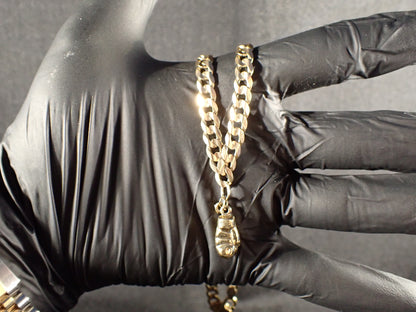 9ct Yellow Gold Necklace  With Boxing Glove Pendant 36.5cm 19.36g