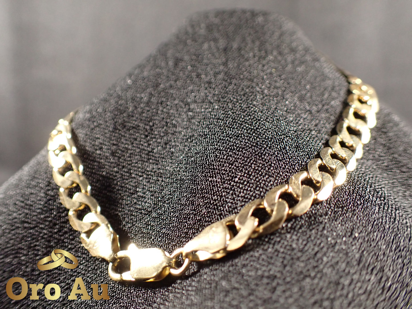 9ct Yellow Gold Flat Curb Link Bracelet 21.5cm 7.4g
