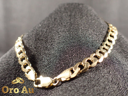 9ct Yellow Gold Flat Curb Link Bracelet 21.5cm 7.4g