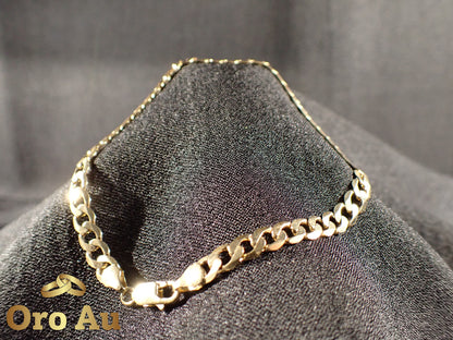 9ct Yellow Gold Flat Curb Link Bracelet 21.5cm 7.4g