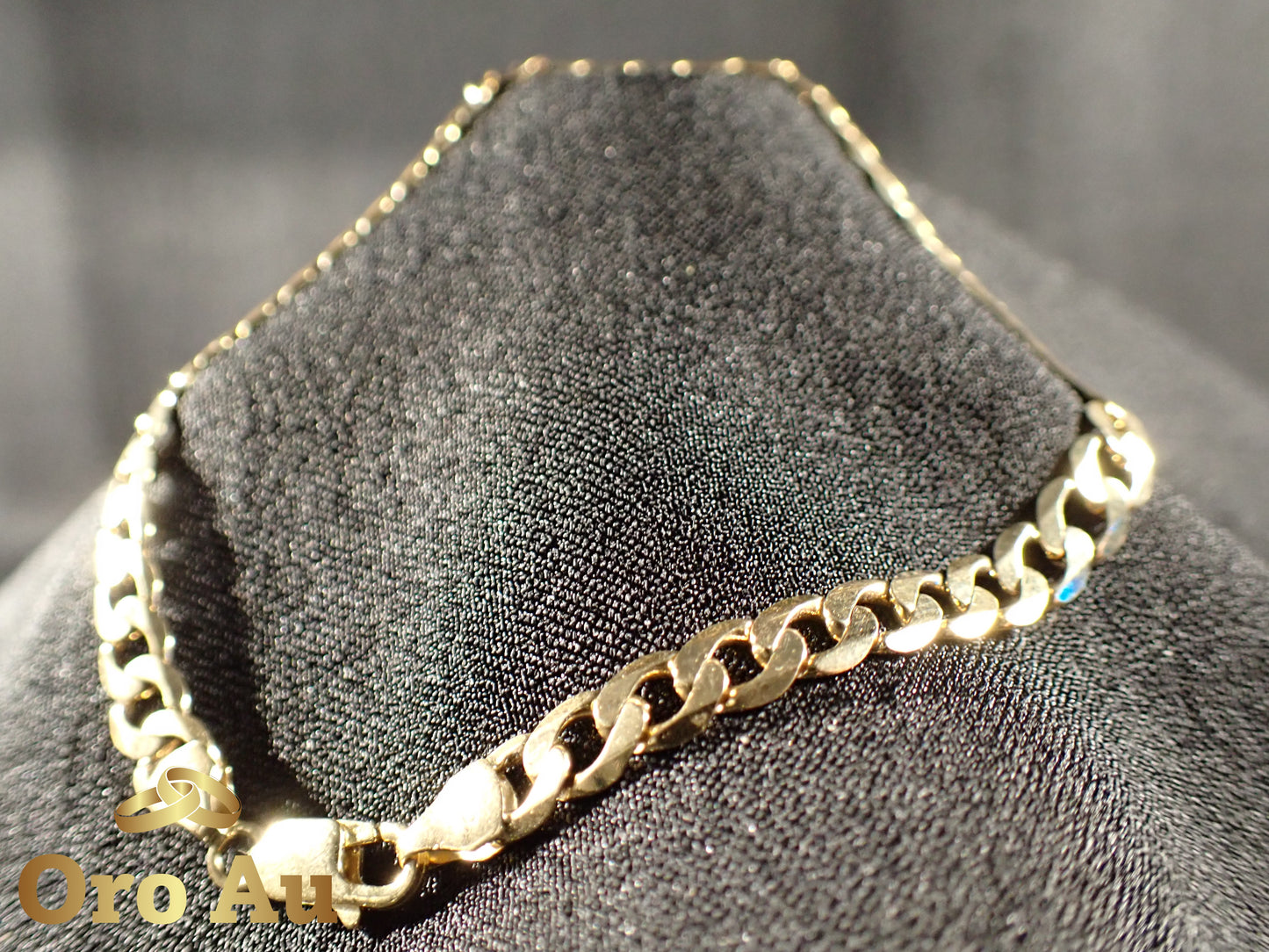 9ct Yellow Gold Flat Curb Link Bracelet 21.5cm 7.4g