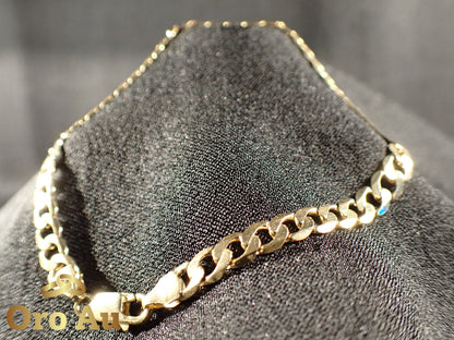9ct Yellow Gold Flat Curb Link Bracelet 21.5cm 7.4g