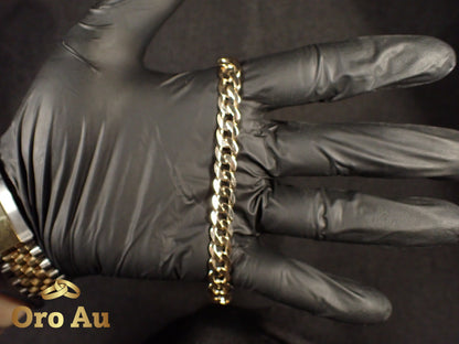9ct Yellow Gold Bevilled Curb Link Bracelet 22cm 20.06g