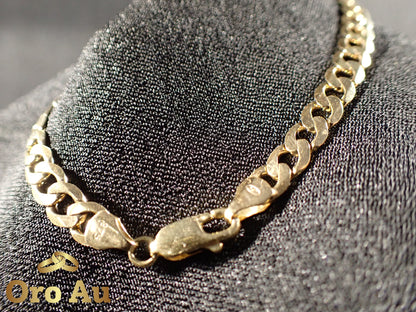 9ct Yellow Gold Flat Curb Link Bracelet 21.5cm 7.4g