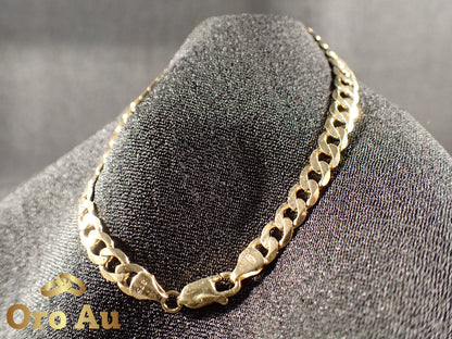 9ct Yellow Gold Flat Curb Link Bracelet 21.5cm 7.4g
