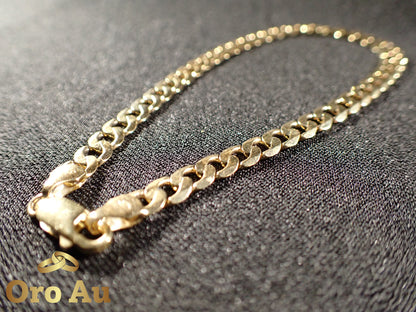 9ct Yellow Gold Flat Curb Link Bracelet 21.5cm 7.4g