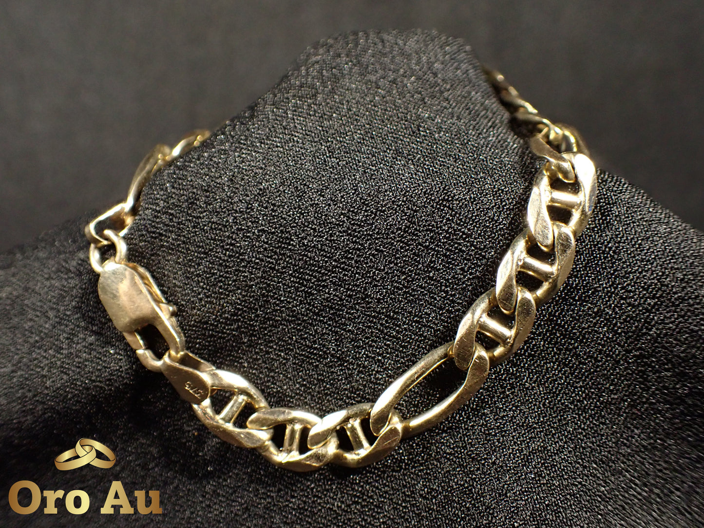 9ct Yellow Gold Figaro Link Bracelet 21.5cm 18.66g