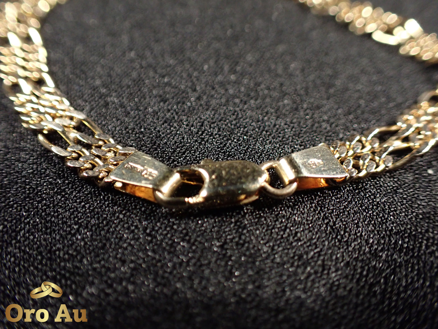 9ct Yellow Gold Double Figaro Link Bracelet 19cm 6.3g