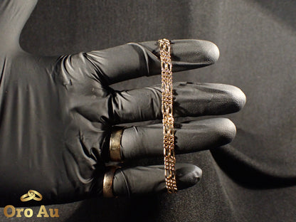 9ct Yellow Gold Double Figaro Link Bracelet 19cm 6.3g