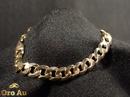 9ct Yellow Gold Bevilled Curb Link Bracelet 22cm 20.06g