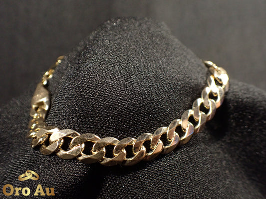 9ct Yellow Gold Bevilled Curb Link Bracelet 22cm 20.06g