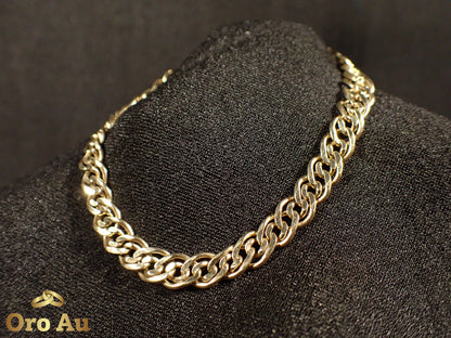 9ct Yellow Gold Double Link Bracelet 22cm 12.65g