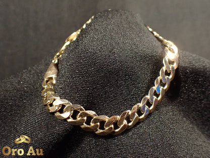 9ct Yellow Gold Bevilled Curb Link Bracelet 22cm 20.06g