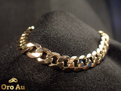 9ct Yellow Gold Bevilled Curb Link Bracelet 22cm 20.06g