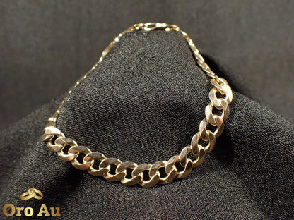 9ct Yellow Gold Bevilled Curb Link Bracelet 22cm 20.06g