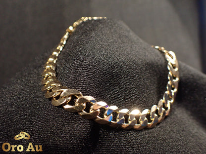 9ct Yellow Gold Bevilled Curb Link Bracelet 22cm 20.06g