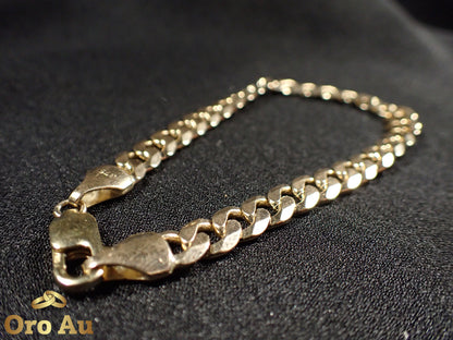 9ct Yellow Gold Bevilled Curb Link Bracelet 22cm 20.06g