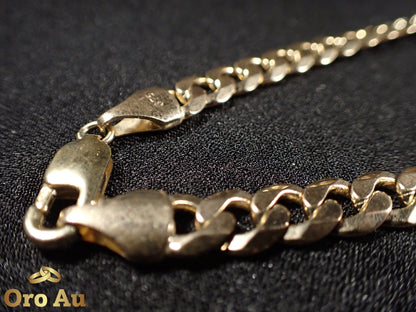 9ct Yellow Gold Bevilled Curb Link Bracelet 22cm 20.06g