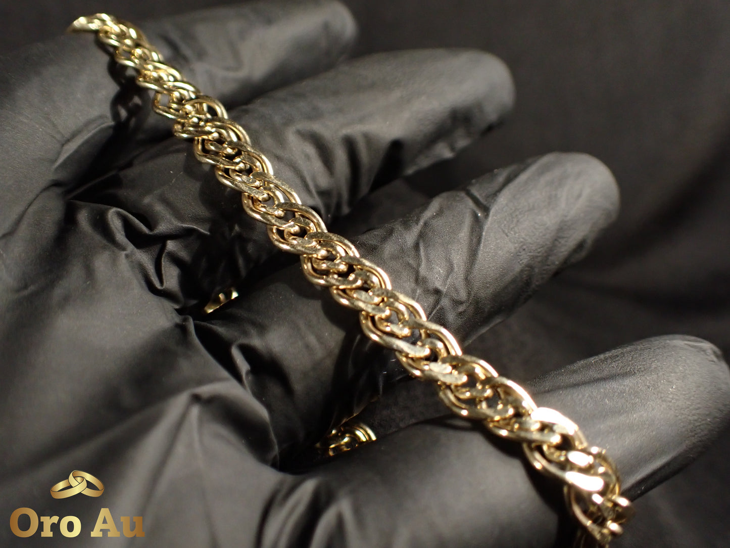 9ct Yellow Gold Double Link Bracelet 22cm 12.65g
