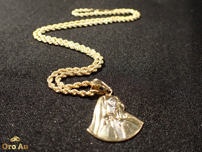 18ct Yellow Gold Pendant 3.26g w/ 9ct Yellow Gold Rope Necklace 50cm