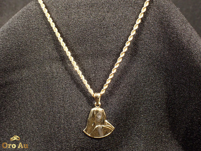 18ct Yellow Gold Pendant 3.26g w/ 9ct Yellow Gold Rope Necklace 50cm
