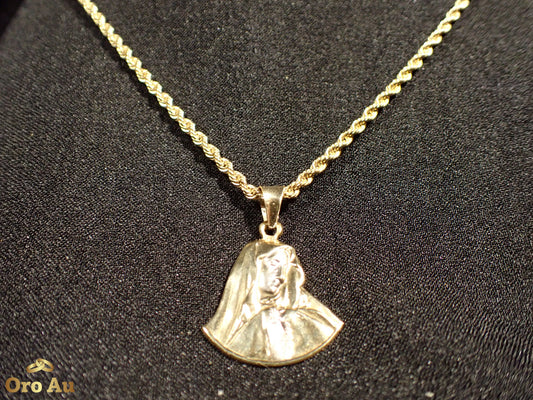 18ct Yellow Gold Pendant 3.26g w/ 9ct Yellow Gold Rope Necklace 50cm
