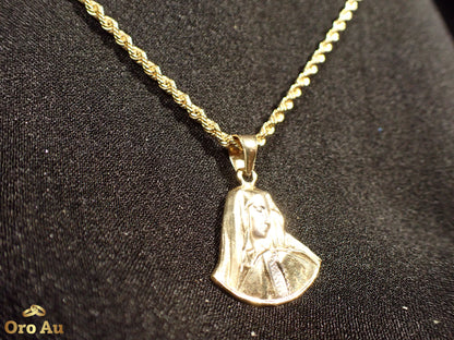 18ct Yellow Gold Pendant 3.26g w/ 9ct Yellow Gold Rope Necklace 50cm