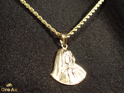 18ct Yellow Gold Pendant 3.26g w/ 9ct Yellow Gold Rope Necklace 50cm