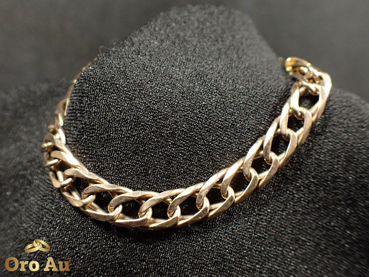 9ct Yellow Gold Double Diamond Curb Link Bracelet 21cm 17.52g