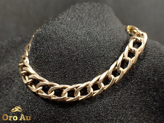 9ct Yellow Gold Double Diamond Curb Link Bracelet 21cm 17.52g