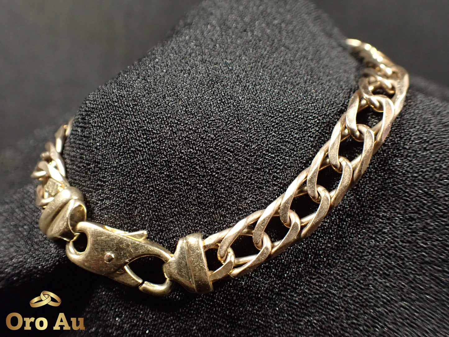 9ct Yellow Gold Double Diamond Curb Link Bracelet 21cm 17.52g