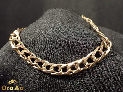 9ct Yellow Gold Double Diamond Curb Link Bracelet 21cm 17.52g