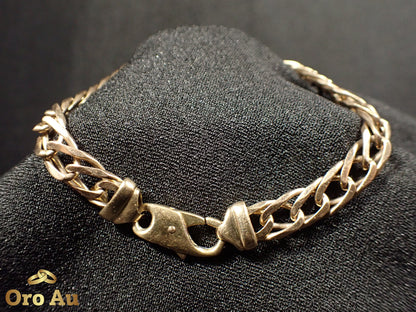 9ct Yellow Gold Double Diamond Curb Link Bracelet 21cm 17.52g