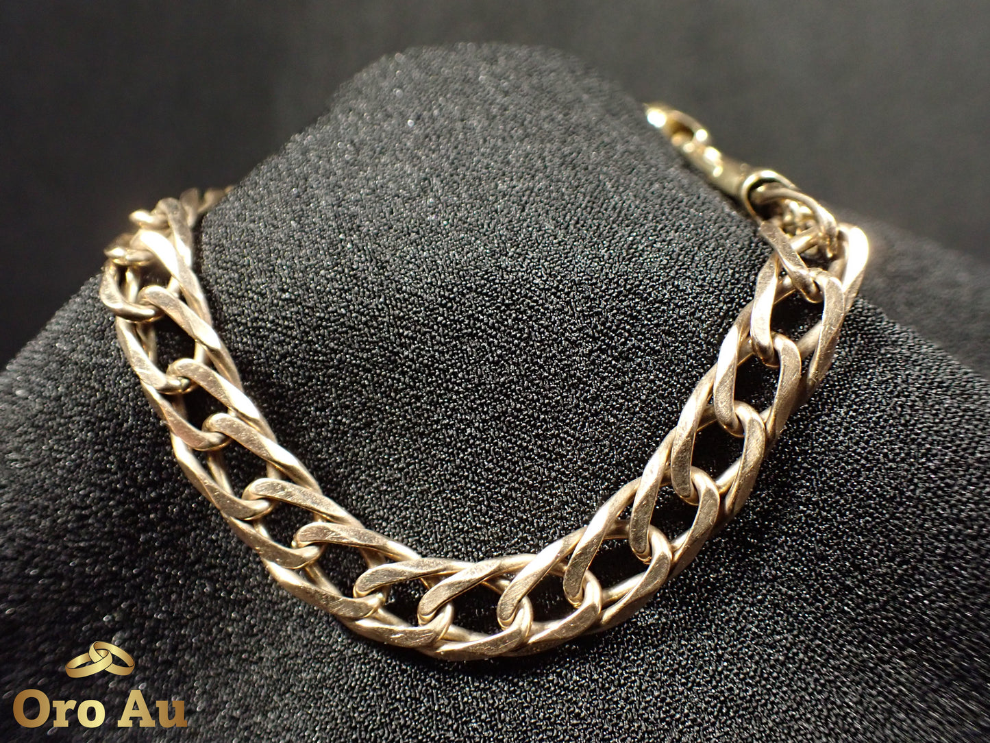 9ct Yellow Gold Double Diamond Curb Link Bracelet 21cm 17.52g