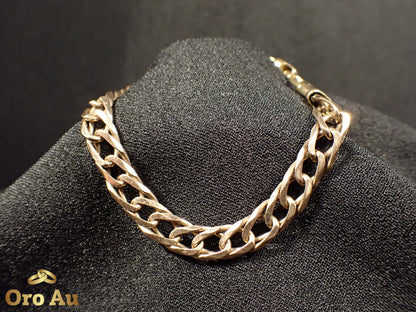 9ct Yellow Gold Double Diamond Curb Link Bracelet 21cm 17.52g