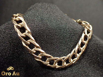9ct Yellow Gold Double Diamond Curb Link Bracelet 21cm 17.52g