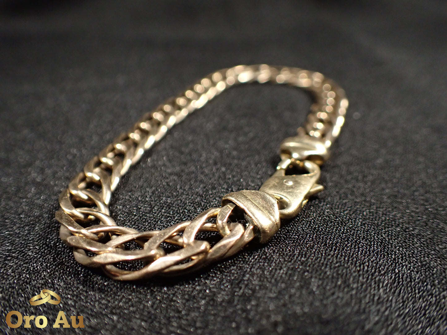 9ct Yellow Gold Double Diamond Curb Link Bracelet 21cm 17.52g