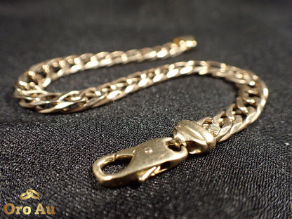 9ct Yellow Gold Double Diamond Curb Link Bracelet 21cm 17.52g