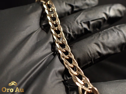 9ct Yellow Gold Double Diamond Curb Link Bracelet 21cm 17.52g