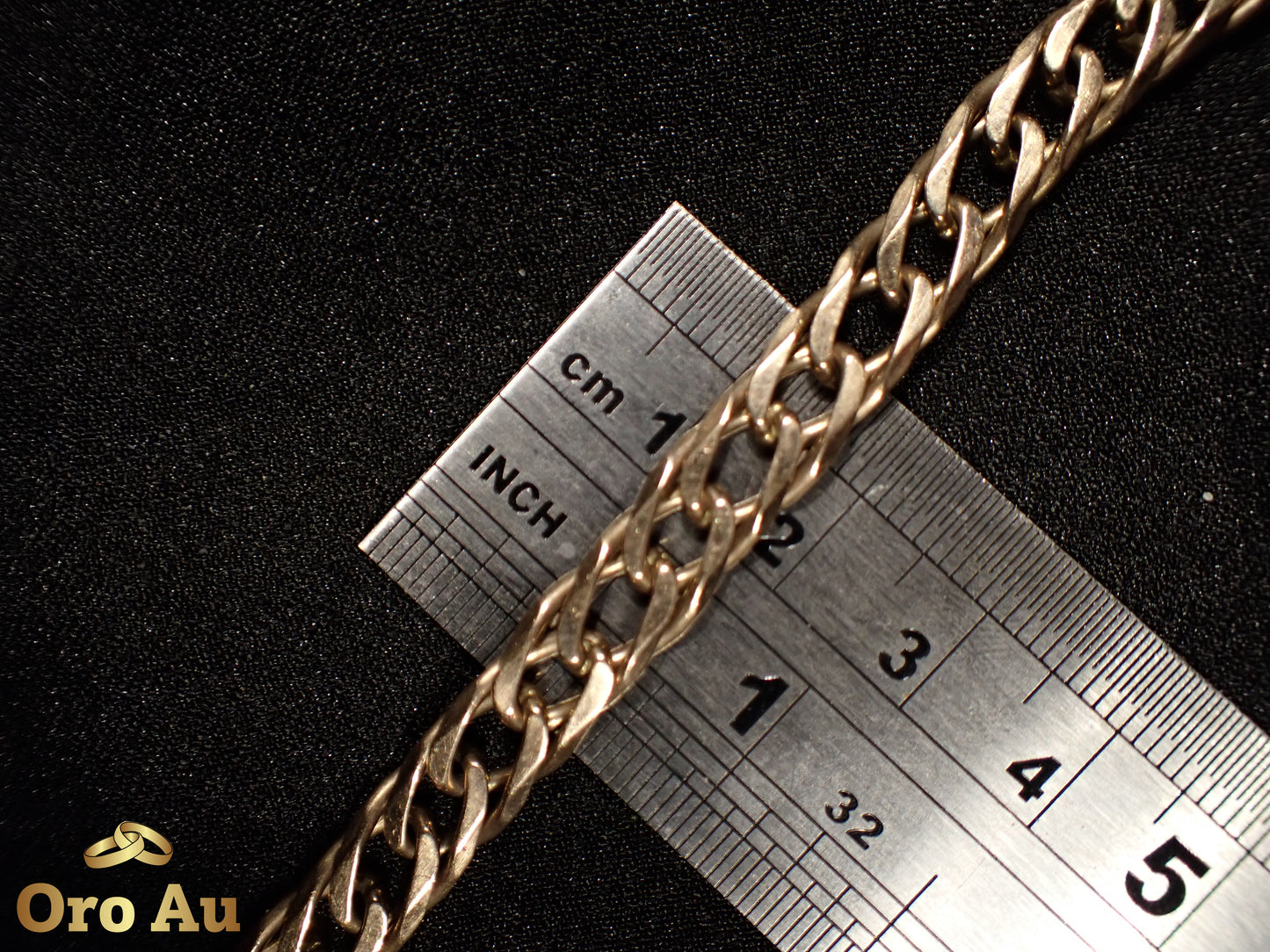 9ct Yellow Gold Double Diamond Curb Link Bracelet 21cm 17.52g