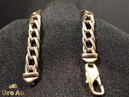 9ct Yellow Gold Double Diamond Curb Link Bracelet 21cm 17.52g